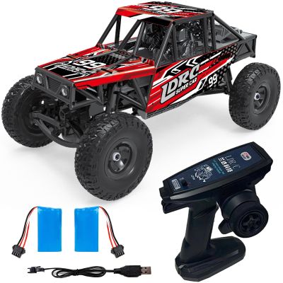 FLYCOLOR 1/18 Pipe Frame Climbing Car Remote Control 4WD Model Ld18499 Ready to Play Climbing Off Road Crawler Cars (Red)
