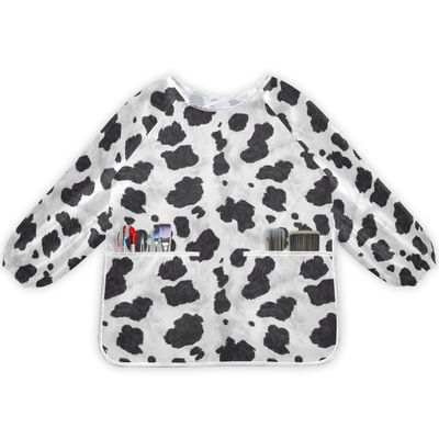 Bolaz Painting Smocks for Kids 2-4 Eating with Pockets Cow Waterproof Toddler Apron