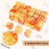 36 of Pack 12MM 6 Sided MINI Dice Set,Two Colours D6 Game Dice Set, 6 Sided Standard Dices for Yahtzee, Bunco,with Portable Plastic Box(Orange Yellow) view 2