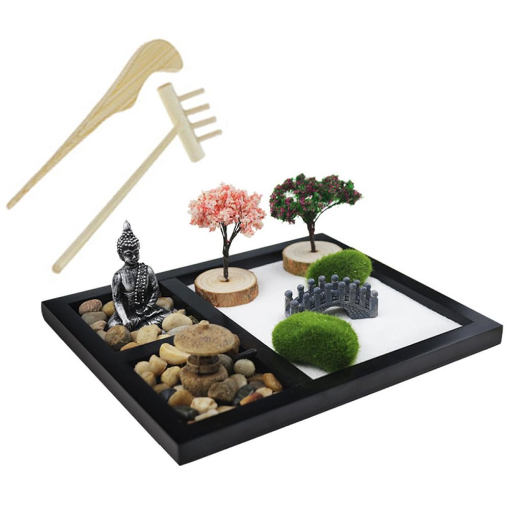 BESPORTBLE Zen Sand Table Mini Garden Zen Garden Kit for Desk Desktop Decor Home Adornment