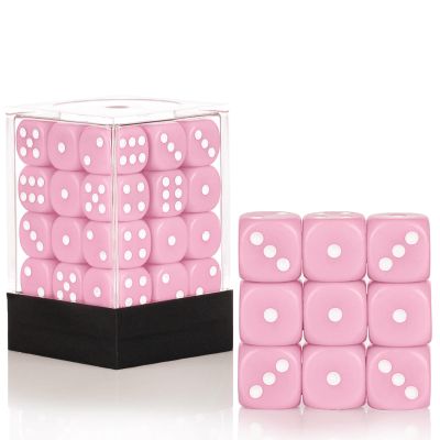 36 of Pack 12MM 6 Sided MINI Dice Set,Solid Pink Game Dice Set, 6 Sided Standard Colored Dices for Tenzi, Bunco or Teaching Math,with Portable Plastic Box(Pink)