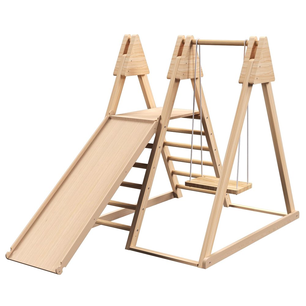 Wooden Jungle Gym Play Structure with Climbing Toys - Ideal for Toddlers as Outdoor Toys and Indoor Play Equipment. Also Serves as Exercise Equipment, an Essential for Playrooms