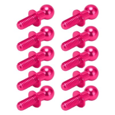 Bunny Kachu Metal Ball Head Screw Link Rod Shock Absorber End Aluminum Alloy Lightweight Durable Upgrade for TT01 TT02 RC Car 10pcs (Pink)