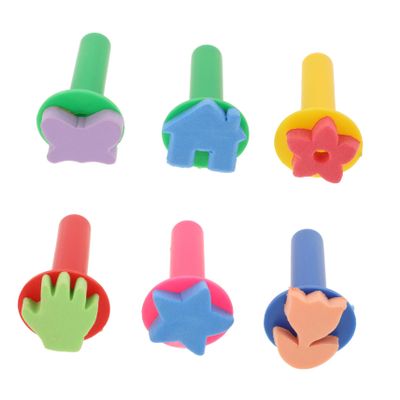 6-Piece Sponge Painting Tools Set for Kids Reusable Colorful Brushes and Stamps for Fun DIY Art Projects for Preschool and Early Learning Activities Random Color