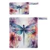 Wet Bags 2Pcs Wet Dry Bag Waterproof Travel Laundry Bags Swimsuit Bags Storage Dragonfly Watercolor Floral Cloth Diaper Bathing Suit 0rganizer for Beach, Yoga, Gym, Pool view 4