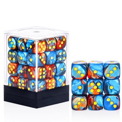 36 Pieces 12mm 6 Sided Mini Dice Set,Two Colours D6 Game Dice Set,6 Sided Standard Game Dice for Board Games Dice Games Classroom Teaching Dices Game,with Portable Gaming Box(Orange & Blue)