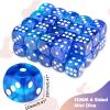 36 Pieces 12mm 6 Sided Mini Dice Set,Two Colours Glitter D6 Game Dice Set,6 Sided Standard Game Dice for Board Games Dice Games Classroom Teaching Dices Game,with Portable Gaming Box(Blue & Green) view 2