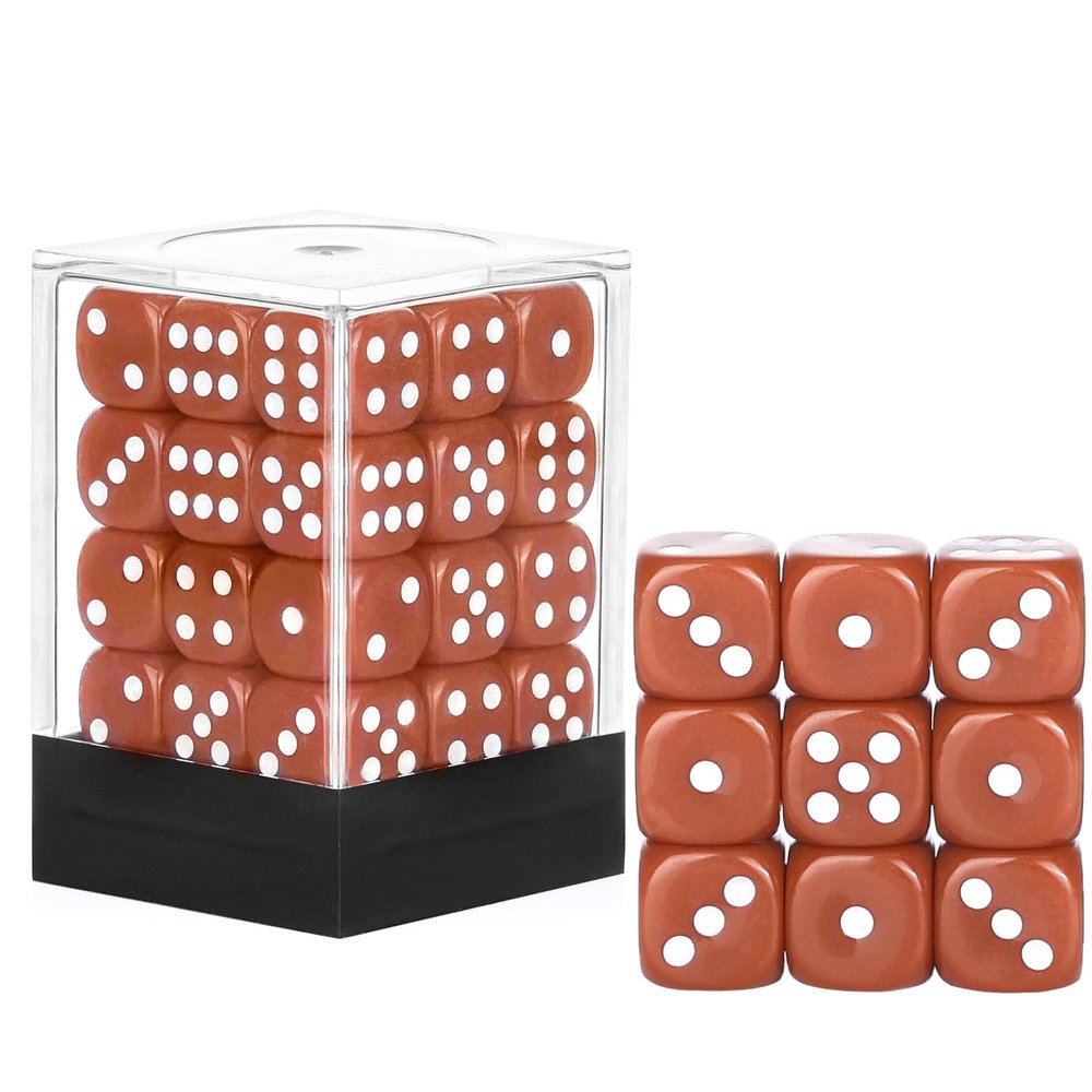 36 Pieces 12mm 6 Sided Mini Dice Set,D6 Game Dice Set,6 Sided Standard Game Dice for Board Games Dice Games Classroom Teaching Dices Game,with Portable Gaming Box(Brown)