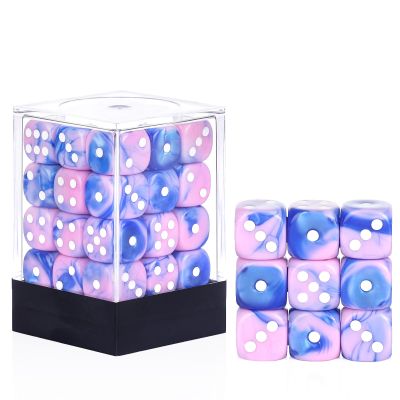 36 Pieces 12mm 6 Sided Mini Dice Set,Two Colours D6 Game Dice Set,6 Sided Standard Game Dice for Board Games Dice Games Classroom Teaching Dices Game,with Portable Gaming Box(Pink & Blue)