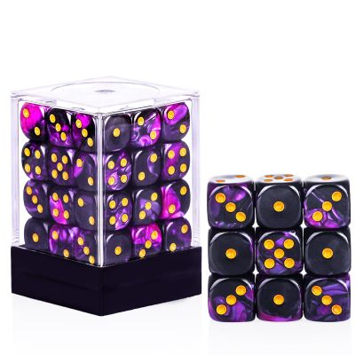 36 Pieces 12mm 6 Sided Mini Dice Set,Two Colours D6 Game Dice Set,6 Sided Standard Game Dice for Board Games Dice Games Classroom Teaching Dices Game,with Portable Gaming Box(Purple & Black)
