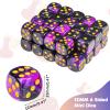 36 Pieces 12mm 6 Sided Mini Dice Set,Two Colours D6 Game Dice Set,6 Sided Standard Game Dice for Board Games Dice Games Classroom Teaching Dices Game,with Portable Gaming Box(Purple & Black) view 2