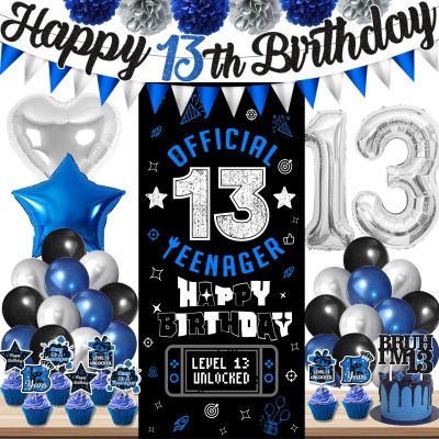 13th Birthday Decorations for Boys Girls, Happy 13th Birthday Decorations Boy Inclued Official Teenager Backdrop Banner 13 year old boy birthday decorations