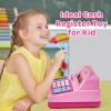 Cash Register Toy for Kids, 120 Pcs Grocery Store Playset with Credit Card, Grocery Boxes, Microphone, Calculator Cash Register Toy Gift for Toddlers, Pink view 4