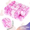 36 Pieces 12mm 6 Sided Mini Dice Set,Two Colours D6 Game Dice Set,6 Sided Standard Game Dice for Board Games Dice Games Classroom Teaching Dices Game,with Portable Gaming Box(Pink & White) view 2