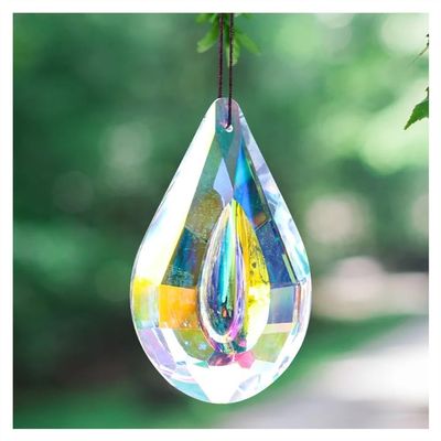Hanging Crystals Prisms 2pcs 75MM Concave AB Color Crystal Hanging Prism Pendant Chandelier LED Party Decor Hangings Crystals for Decoration