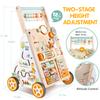 Wooden Baby Walker with Wheels, Push Walker with Baby Activity Center, Montessori Walking Toy for Girls Boys, Ajustable Speed & Height Activity Toy for Toddler Learning to Walk (Natural) view 3