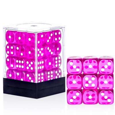36 Pieces 12mm 6 Sided Mini Dice Set,Translucent Colors D6 Game Dice Set,6 Sided Standard Game Dice for Board Games Dice Games Classroom Teaching Dices Game,with Portable Gaming Box(Rose Red)