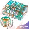36 Pieces 12mm 6 Sided Mini Dice Set,Two Colours Glitter D6 Game Dice Set,6 Sided Standard Game Dice for Board Games Dice Games Classroom Teaching Dices Game,with Portable Gaming Box(Orange & Green) view 2