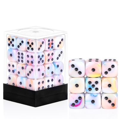 36 Pieces 12mm 6 Sided Mini Dice Set,Mixed ColoursD6 Game Dice Set,6 Sided Standard Game Dice for Board Games Dice Games Classroom Teaching Dices Game,with Portable Gaming Box(Yellow Blue Purple)
