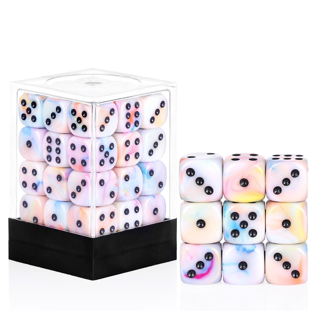 36 Pieces 12mm 6 Sided Mini Dice Set,Mixed ColoursD6 Game Dice Set,6 Sided Standard Game Dice for Board Games Dice Games Classroom Teaching Dices Game,with Portable Gaming Box(Yellow Blue Purple)