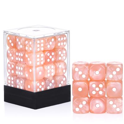 36 Pieces 12mm 6 Sided Mini Dice Set,Pearl Pattern D6 Game Dice Set,6 Sided Standard Game Dice for Board Games Dice Games Classroom Teaching Dices Game,with Portable Gaming Box(Millennial Pink)
