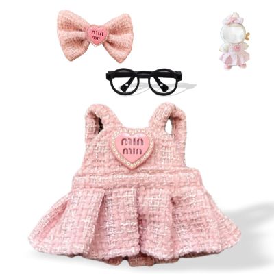 Ciunura Doll Clothing for Labubu, Premium Outfits for Labubu Dressing up, Doll Accessories for Labubu with Dress, Glasses(Pink)