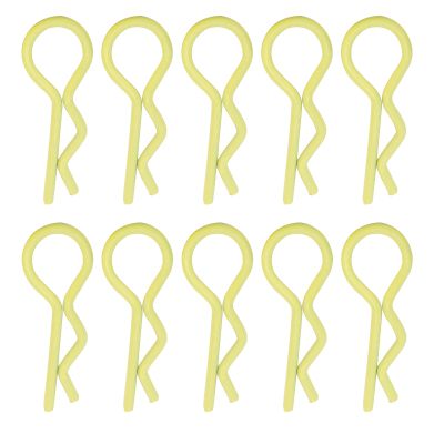 EIMSOAH 10Pcs Portable RC Car Shell Clips, Universal RShape Body Shell Body Clips Pins, RC Car Parts Shell Replacement RC Accessories for 1/5 1/6 1/8 1/10 (Yellow)