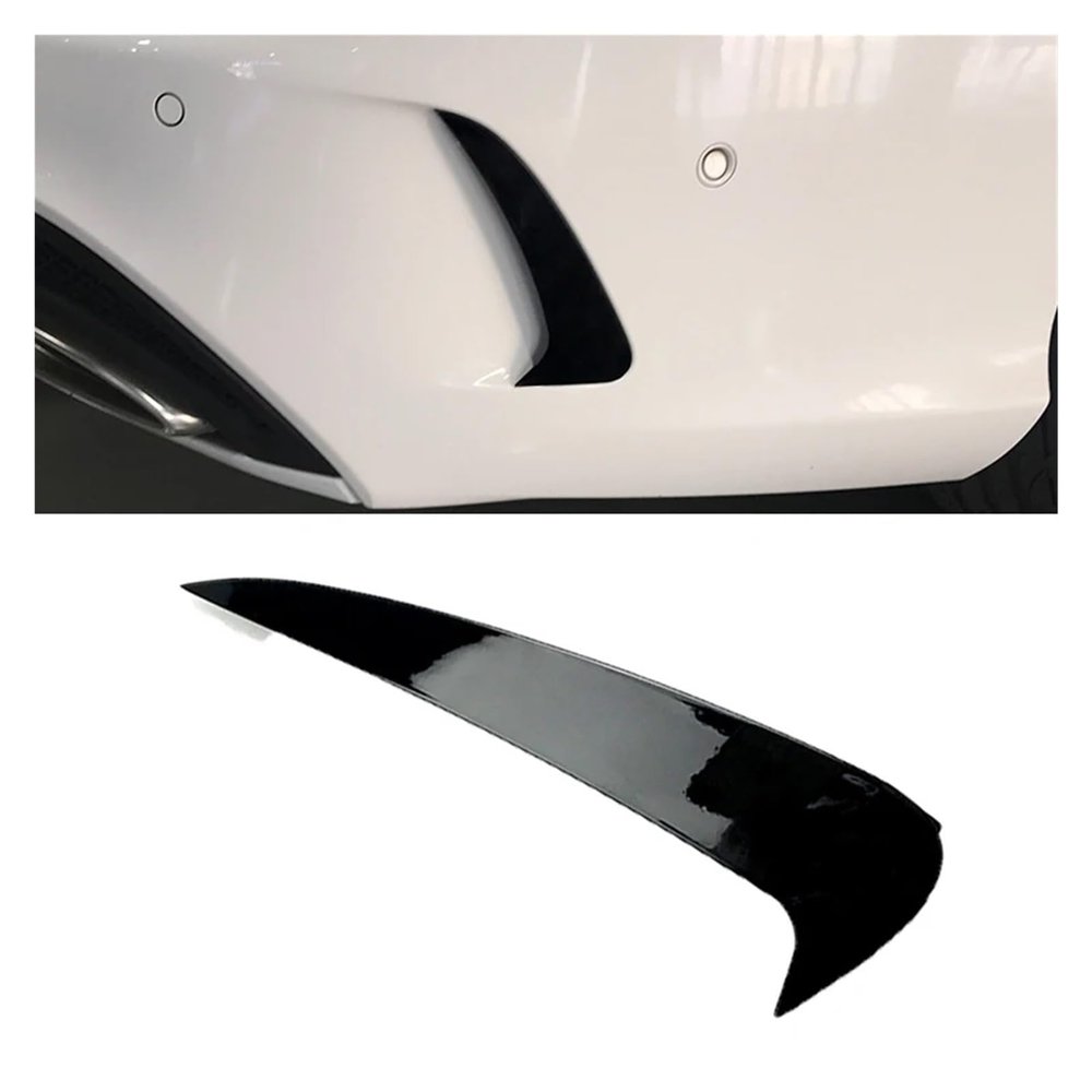 2pc Carbon Fiber Gloss Black Rear Bumper Spoiler Side Canards Stickers Compatible With Mercedes-Benz C Estate S205 C180 C200 AMG Accessories(Gloss Black)