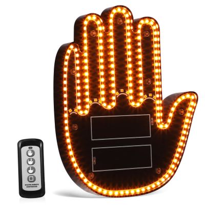 Creative Multi-Functional Yellow Hand Gesture LED Light for Car Interactive Finger Sign for Safe Driving Unique Car Accessories for Men