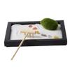 VICASKY Zen Garden Table Decoration Simulation Moss Rake Sand Table Decor for Home and Office Miniature Landscape Meditation Desk Accessories view 1