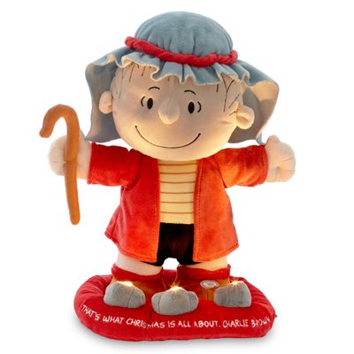 Hallmark Peanuts Plush with Sound, Motion and Light, 12" (Linus in Shepherd Costume) Gift for Kids, Fans, Collectors
