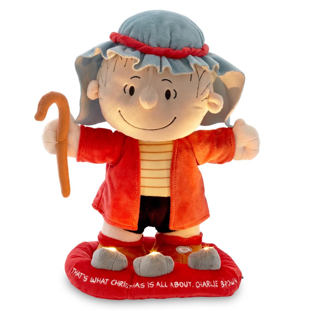 Hallmark Peanuts Plush with Sound, Motion and Light, 12" (Linus in Shepherd Costume) Gift for Kids, Fans, Collectors