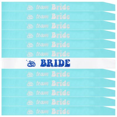 12 PCS Bride Sash Bachelorette Party Bride to Be Team Bride Sashes Maid of Honor Bridesmaid Sash for Bridal Shower and Hen Party Decorations Favors,Blue Silver