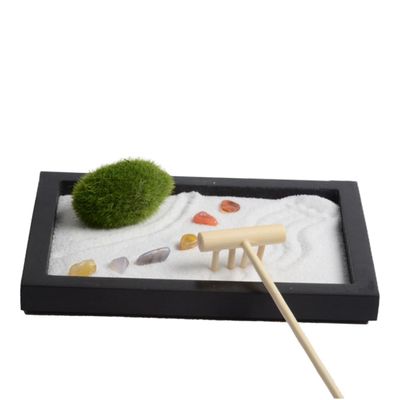 DECHOUS Table Zen Garden with Simulation Moss Miniature Sand Table for Desktop Meditation Office Decor Accessories Relief Sand Garden