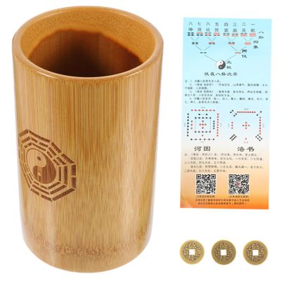 Abaodam Bamboo Fortune Pot Set for Divination Includes Copper Coins Divination Sticks Traditional Chinese Fortune-Telling Props for Spiritual Practice