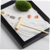 Kisangel Meditation Garden Zen Table Decoration with Simulation Moss and Rake Elegant Miniature Landscape Sand Table Decor for Home Office Desk Accessories view 3
