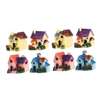 Abaodam 8pcs Resin House Micro Landscape Villa Resin Ornament Plant Decors Miniature Home Decor Farmhouse Style Elegant Desk Accessory for Fairy Garden Style