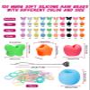 120pcs Silicone Hair Beads for Kids Girls, Silicone Hair Beads in 10 Colors and 4shapes, with Rubber Bands & Quick Beader. Butterfly Heart and Star Women Girls Braids Accessories. view 2