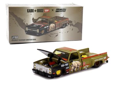 1:64 Diecast Model Car Compatible with Chevrolet Silverado Sumatran Rhino by Kaido House x Mini GT x Mizu Diecast Limited Edition KHMG153
