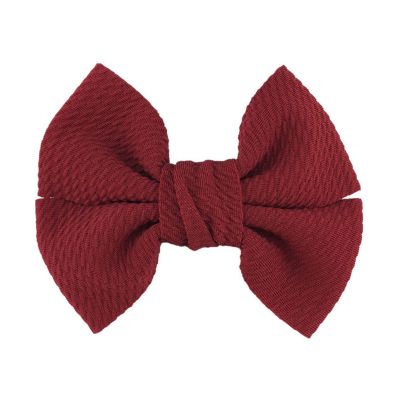 10Pcs/Lot 4.5" Large Waffle Fabric Hair Bows for Girls Popular Sweet Fashion Accessories Bowknot Boutique Head Wear(Wine red,Without Clip)