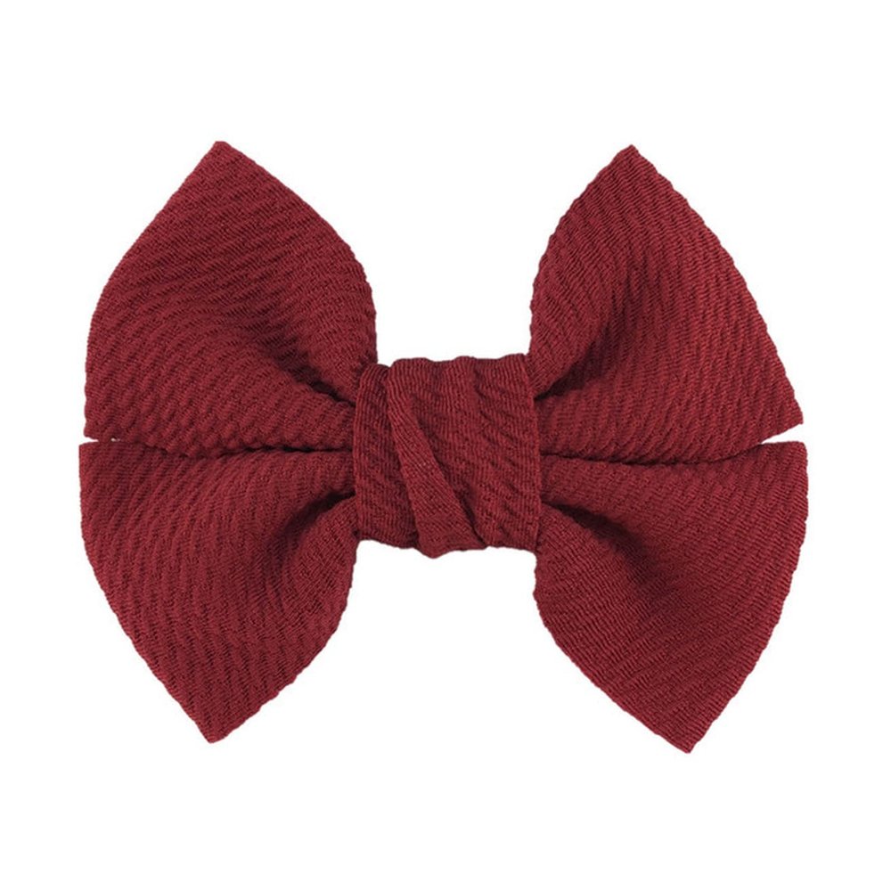 10Pcs/Lot 4.5" Large Waffle Fabric Hair Bows for Girls Popular Sweet Fashion Accessories Bowknot Boutique Head Wear(Wine red,Without Clip)