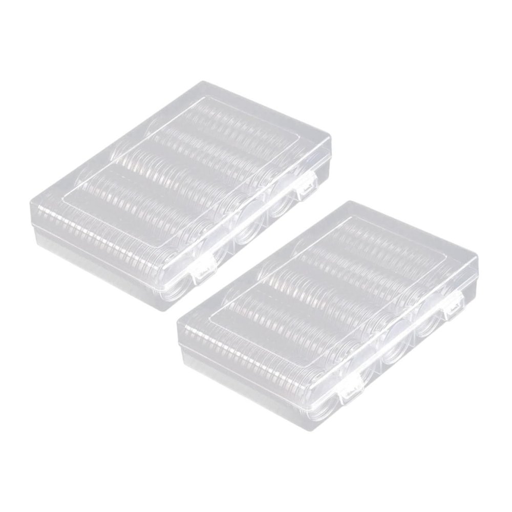 Angoily 2sets Coin Collection Storage Box Plastic Coin Holder Organizer Display Case for Collectors Diameter