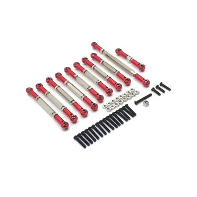 Rc Connecting Rod Tie Rod for WPL C14 C24 1/16 Tie Rod Steering Metal Linkage for Combo Kit RC Car Off-Road Tracked Vehicles Parts and Accessories Upgrades Replacement Use(Red)