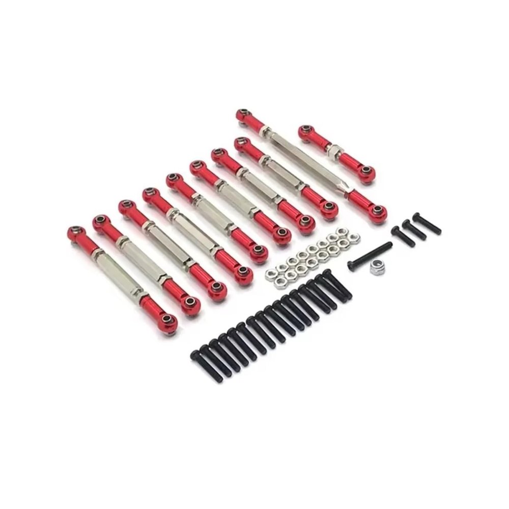Rc Connecting Rod Tie Rod for WPL C14 C24 1/16 Tie Rod Steering Metal Linkage for Combo Kit RC Car Off-Road Tracked Vehicles Parts and Accessories Upgrades Replacement Use(Red)