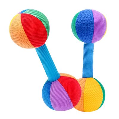 Hohopeti 2pcs Baby Grip Dumbbell Toy for Infants 3-6 Months Cloth Baby Rattle Grip Training Dumbbells Soft Plaything for Early Education and Motor Skills Development