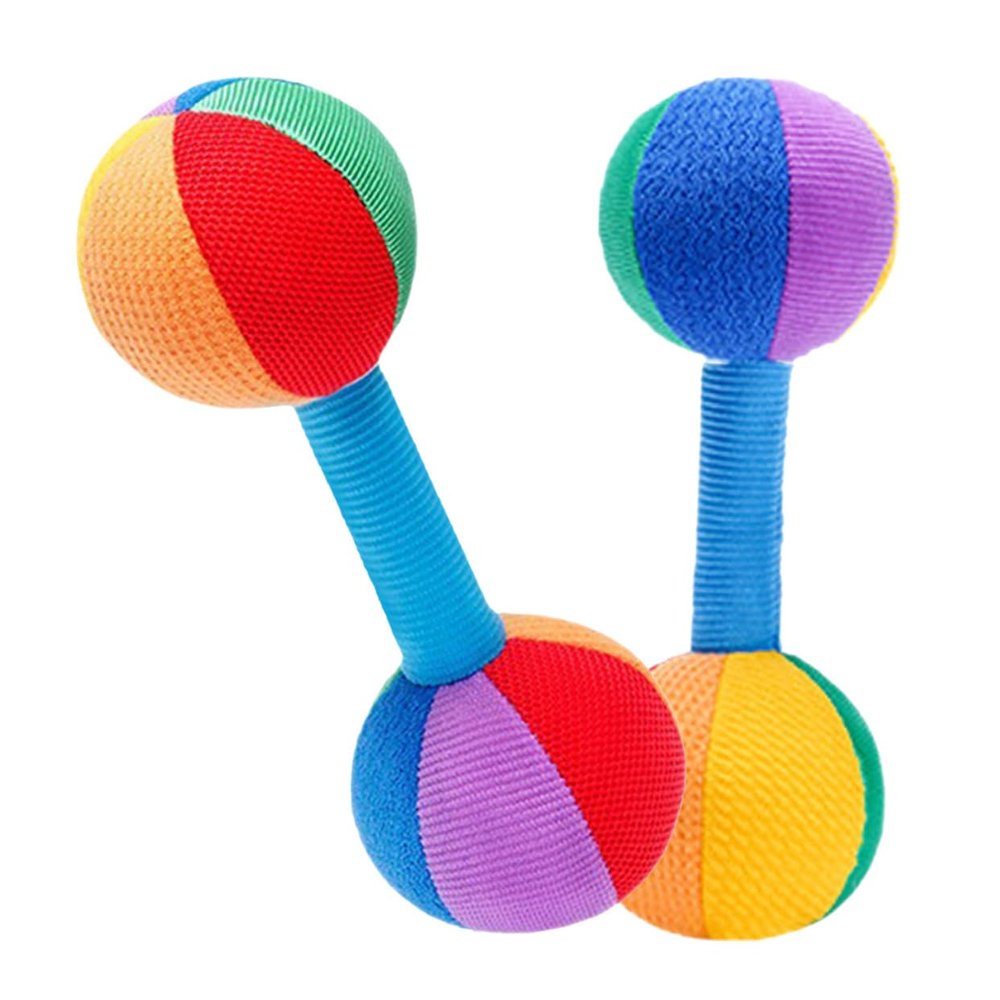 Hohopeti 2pcs Baby Grip Dumbbell Toy for Infants 3-6 Months Cloth Baby Rattle Grip Training Dumbbells Soft Plaything for Early Education and Motor Skills Development