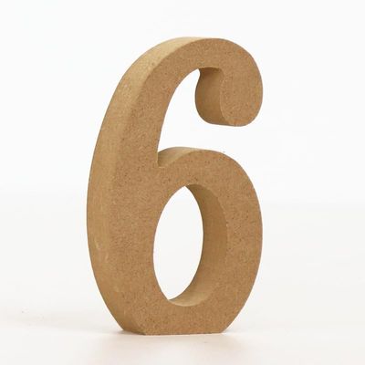 10CM High-Density Solid Pine Fiberboard Alphabet Ornaments, Number and Symbol Wooden Crafts, Natural Wood Color DIY Creative Letters for Home Decor (Number 6)