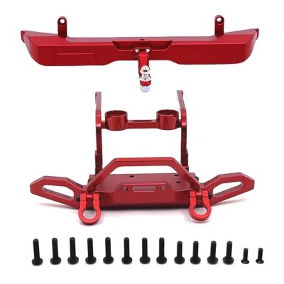 Rc Crawler Bumper Compatible With MJX For Hyper Go H12Y H12Y+ 1/12 RC Crawler Car Upgrade Parts Accessories Metal Front Rear Bumper(Red,Front and Rear)