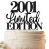 EONNCNT Limited EDITION 2001 Cake Topper - Black Glitter Happy 25th Birthday Party Cake Decoration Supplies, Cheer to 25 Years Cake Bunting Decor for 25th Birthday Party Photo Booth Props view 1