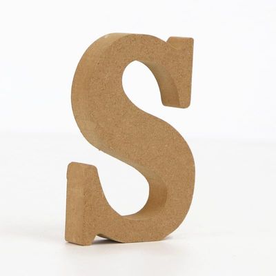 10CM High-Density Solid Pine Fiberboard Alphabet Ornaments, Number and Symbol Wooden Crafts, Natural Wood Color DIY Creative Letters for Home Decor (Letter S)